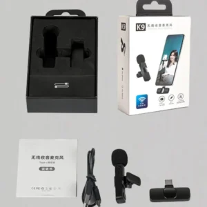 Micrófono Inalámbrico Corbatero Celular Ficha Usb C K9 Color Negro